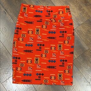 LuLaRoe Orange Geometric Pencil Skirt